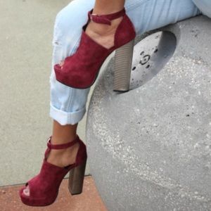 Suede platform heels